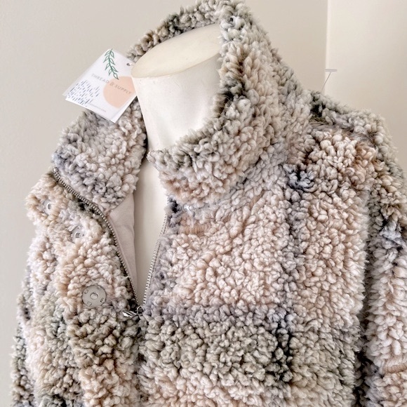 NEW Thread & Supply Desert Plaid oversized ultra soft sherpa teddy jacket - Picture 2 of 9